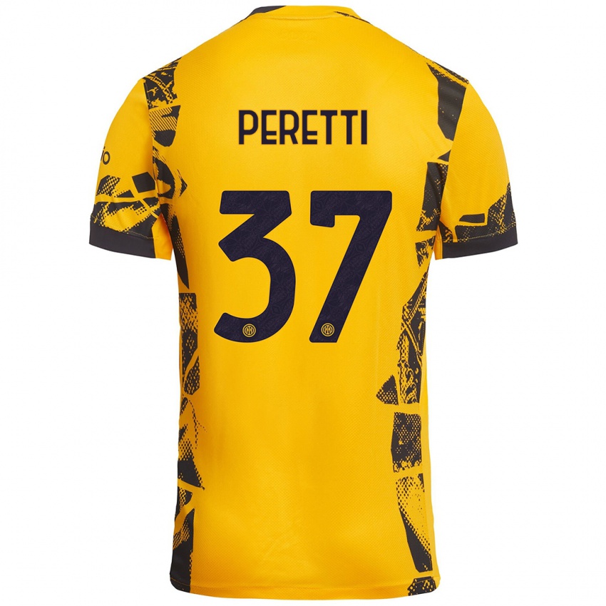 Niño Camiseta Lorenzo Peretti #37 Dorado Negro Equipación Tercera 2024/25 La Camisa Perú