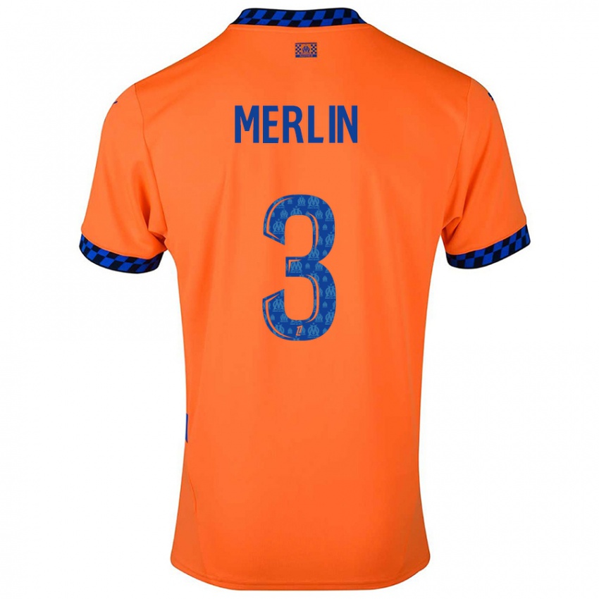 Niño Camiseta Quentin Merlin #3 Naranja Azul Oscuro Equipación Tercera 2024/25 La Camisa Perú