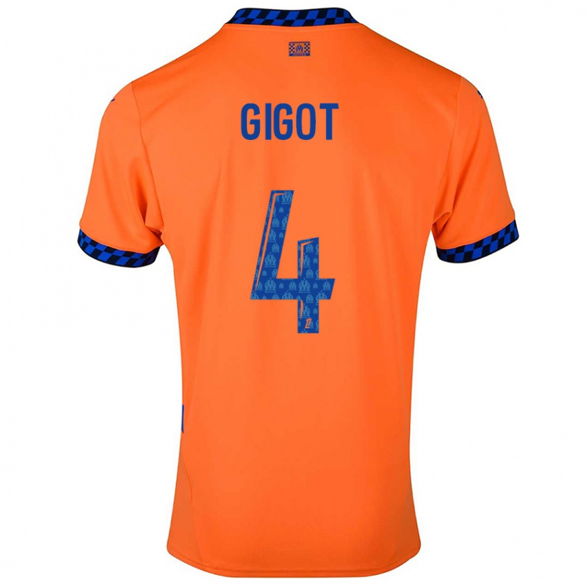 Niño Camiseta Samuel Gigot #4 Naranja Azul Oscuro Equipación Tercera 2024/25 La Camisa Perú