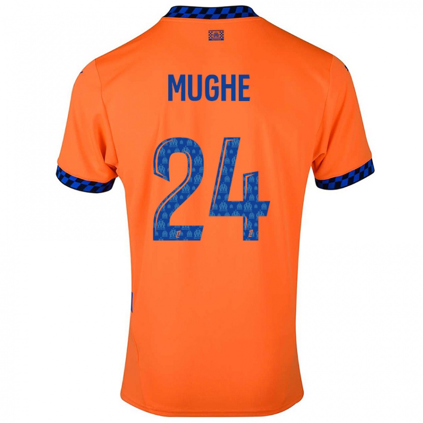 Niño Camiseta François Mughe #24 Naranja Azul Oscuro Equipación Tercera 2024/25 La Camisa Perú