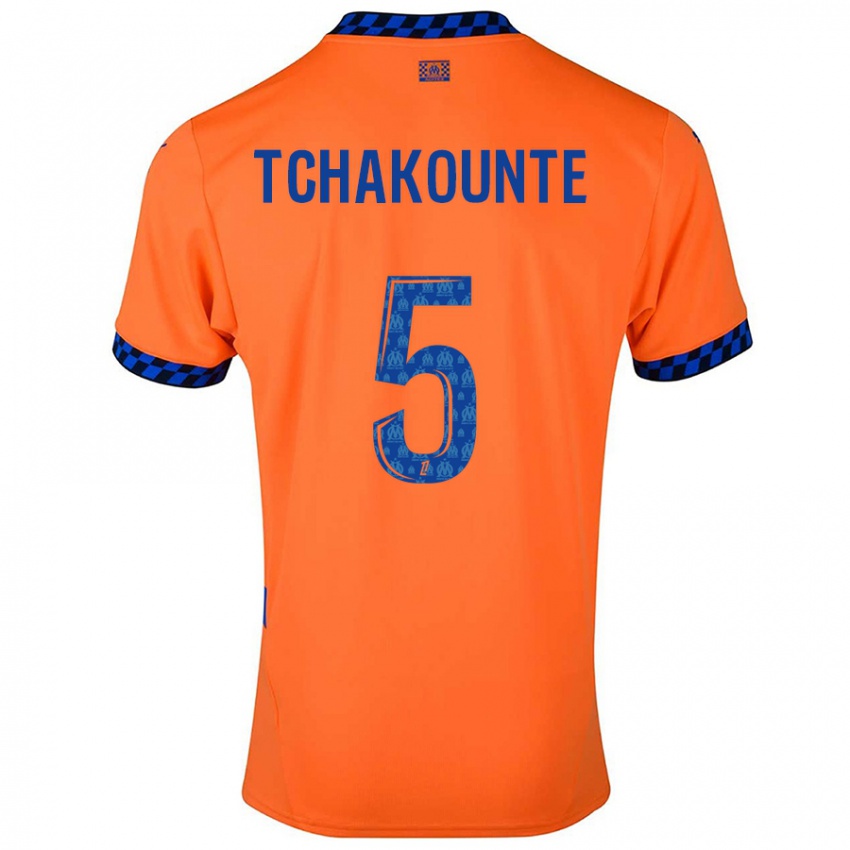 Niño Camiseta Annaëlle Tchakounté #5 Naranja Azul Oscuro Equipación Tercera 2024/25 La Camisa Perú