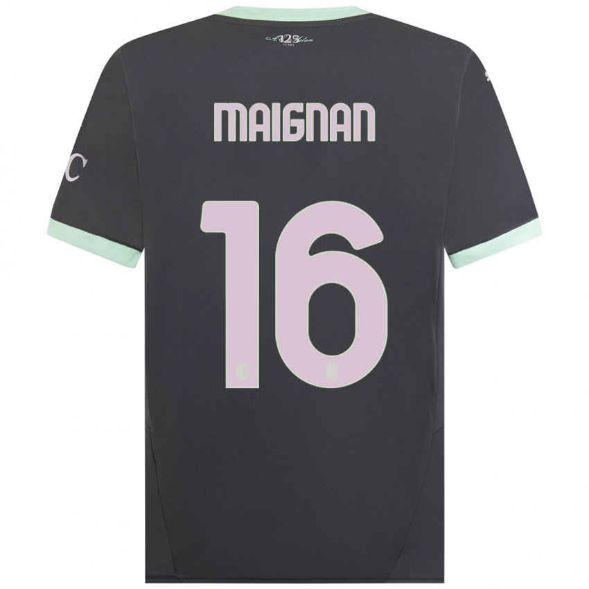 Niño Camiseta Mike Maignan #16 Gris Equipación Tercera 2024/25 La Camisa Perú