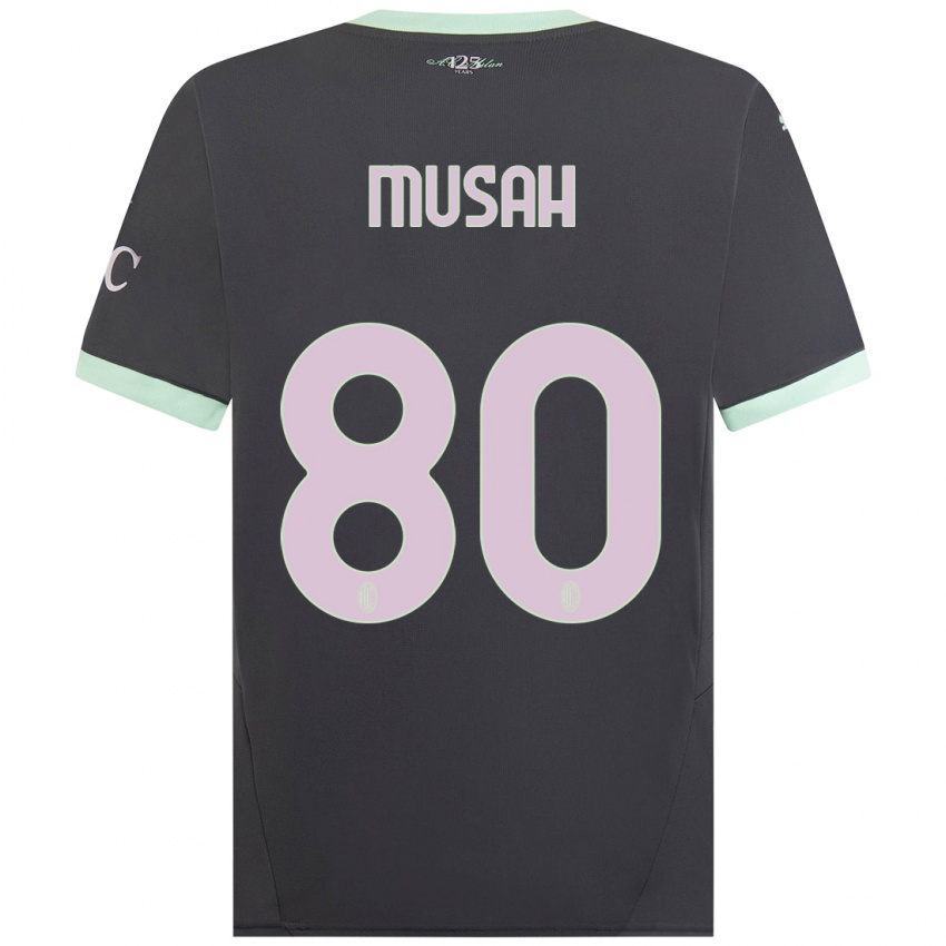 Niño Camiseta Yunus Musah #80 Gris Equipación Tercera 2024/25 La Camisa Perú