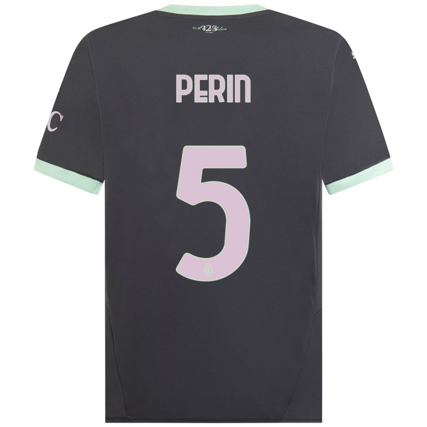 Niño Camiseta Ernesto Perin #5 Gris Equipación Tercera 2024/25 La Camisa Perú