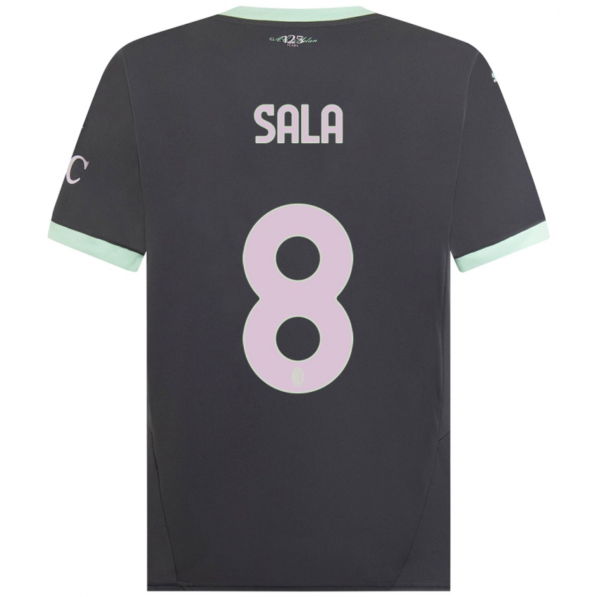 Niño Camiseta Emanuele Sala #8 Gris Equipación Tercera 2024/25 La Camisa Perú