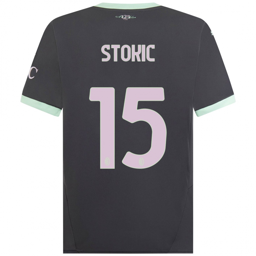 Niño Camiseta Sara Stokić #15 Gris Equipación Tercera 2024/25 La Camisa Perú