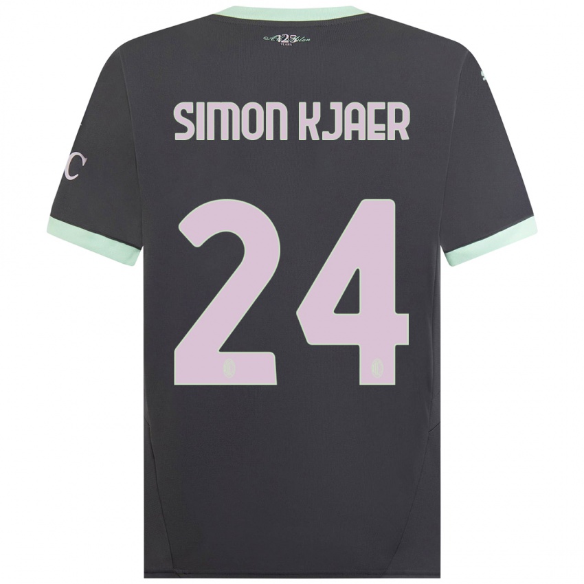 Niño Camiseta Simon Kjaer #24 Gris Equipación Tercera 2024/25 La Camisa Perú