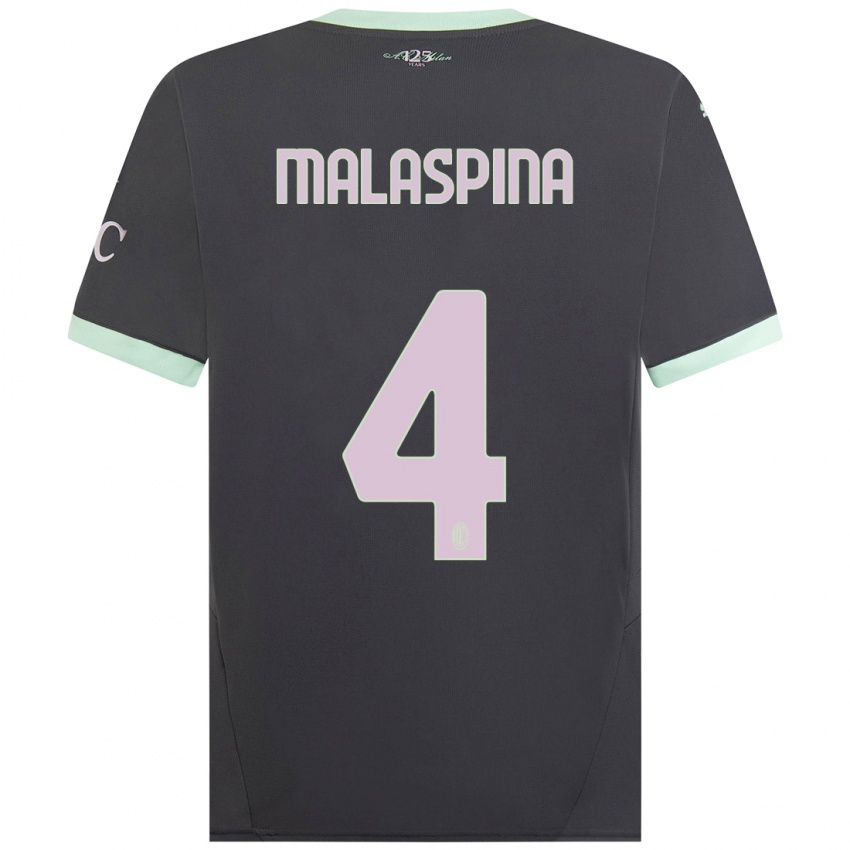 Niño Camiseta Mattia Malaspina #4 Gris Equipación Tercera 2024/25 La Camisa Perú