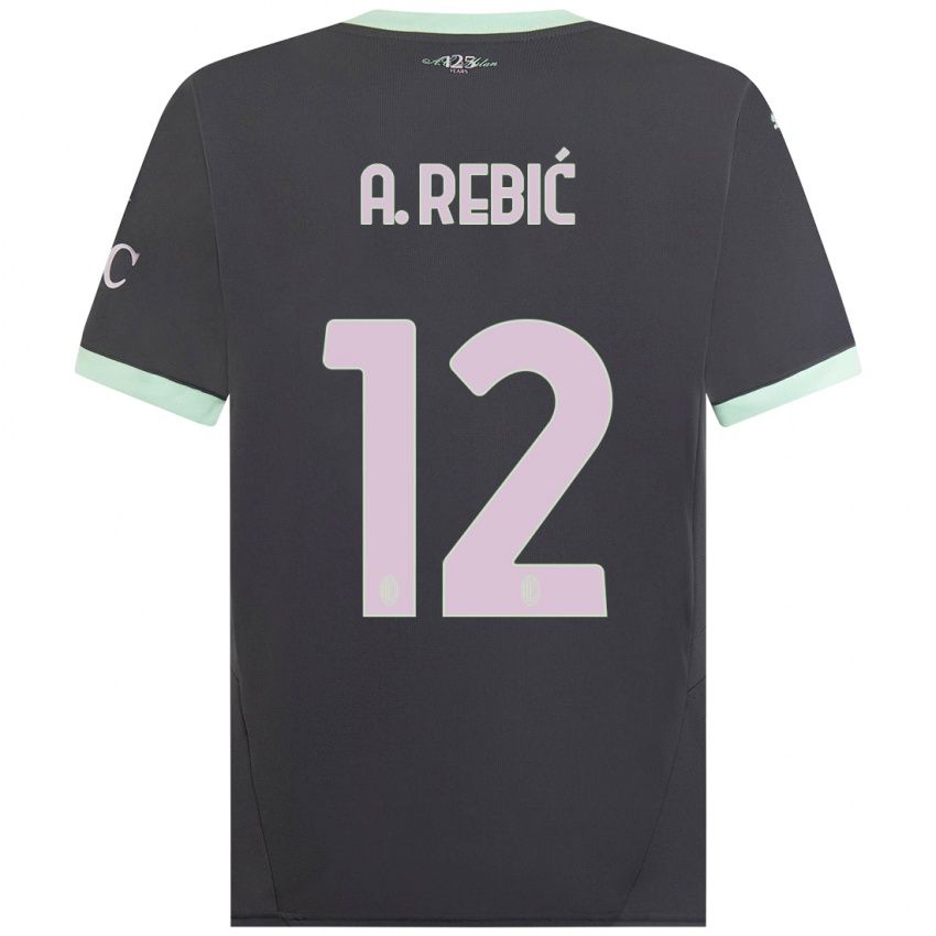 Niño Camiseta Ante Rebic #12 Gris Equipación Tercera 2024/25 La Camisa Perú