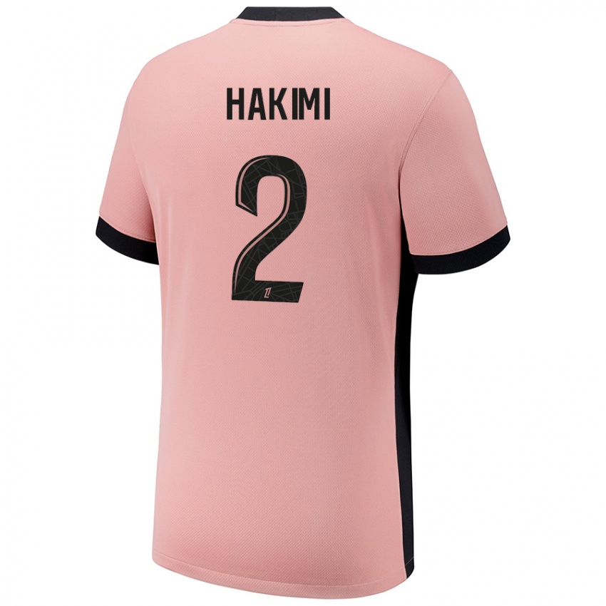 Niño Camiseta Achraf Hakimi #2 Rosa Óxido Equipación Tercera 2024/25 La Camisa Perú