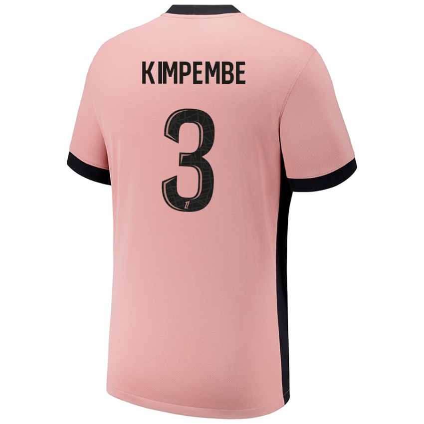 Niño Camiseta Presnel Kimpembe #3 Rosa Óxido Equipación Tercera 2024/25 La Camisa Perú