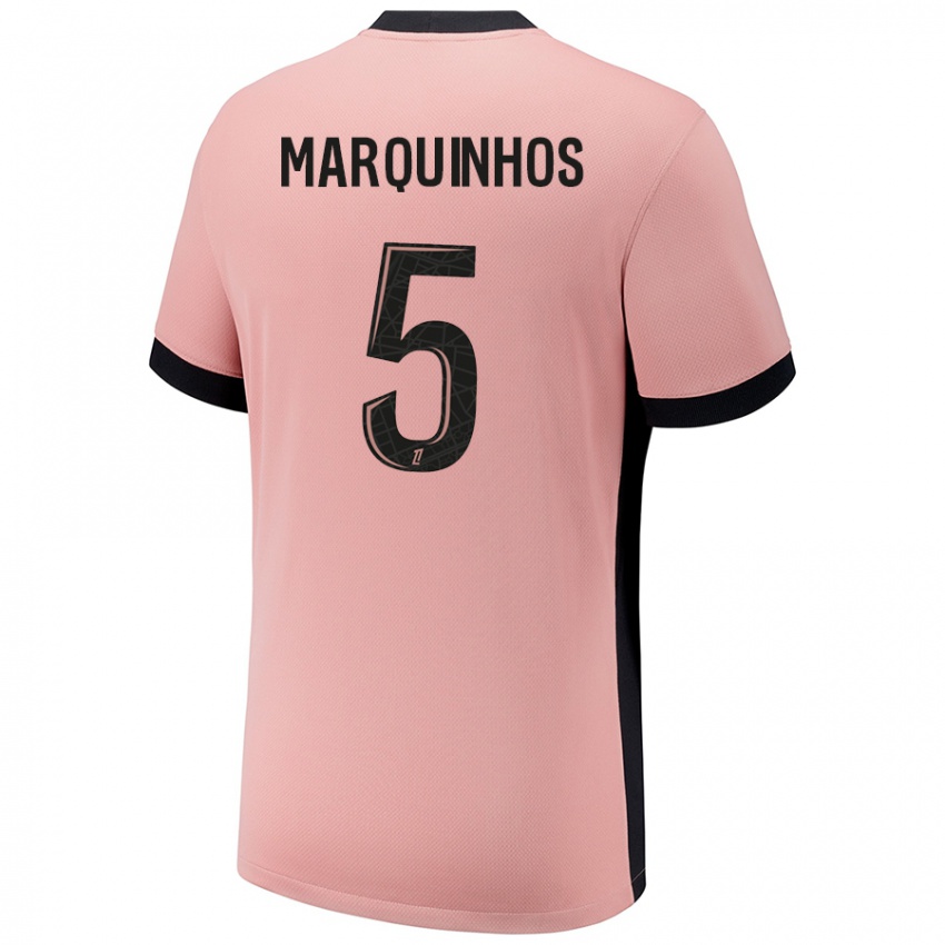 Niño Camiseta Marquinhos #5 Rosa Óxido Equipación Tercera 2024/25 La Camisa Perú