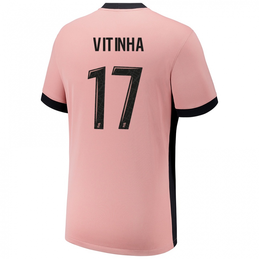 Niño Camiseta Vitinha #17 Rosa Óxido Equipación Tercera 2024/25 La Camisa Perú