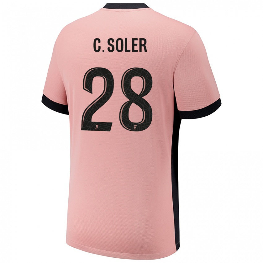 Niño Camiseta Carlos Soler #28 Rosa Óxido Equipación Tercera 2024/25 La Camisa Perú