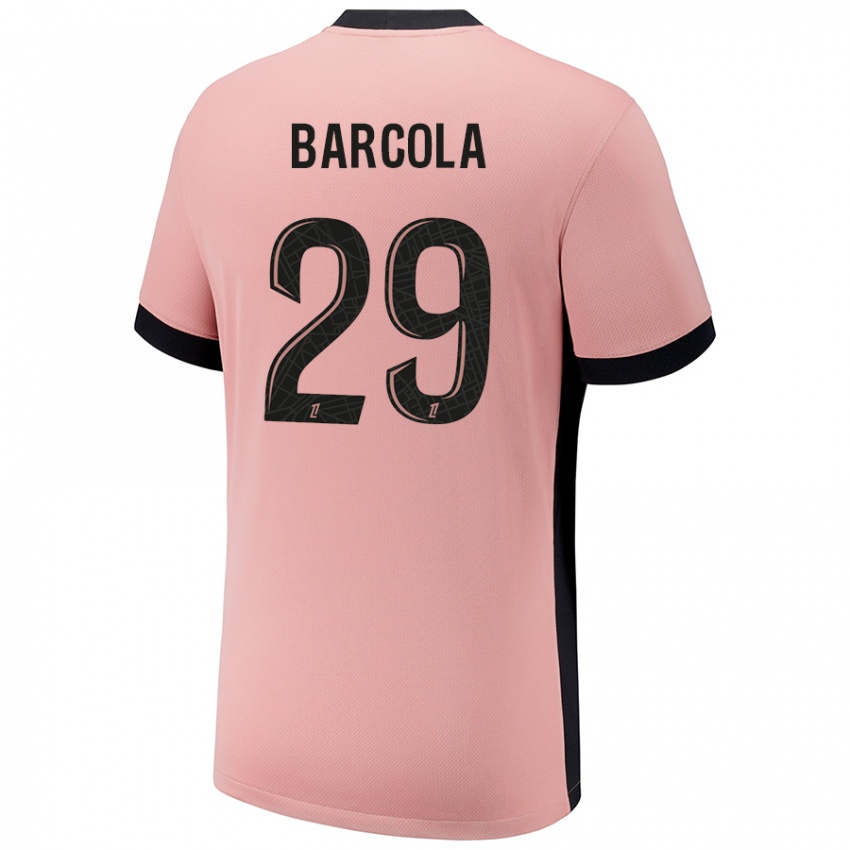 Niño Camiseta Bradley Barcola #29 Rosa Óxido Equipación Tercera 2024/25 La Camisa Perú