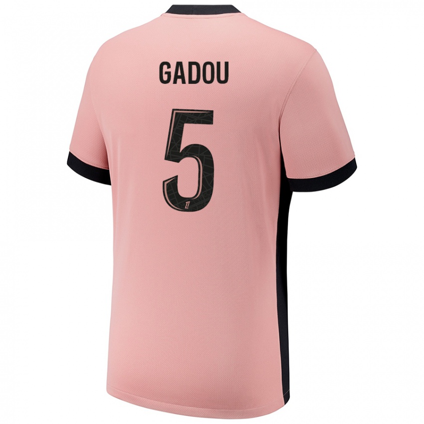 Niño Camiseta Joane Gadou #5 Rosa Óxido Equipación Tercera 2024/25 La Camisa Perú