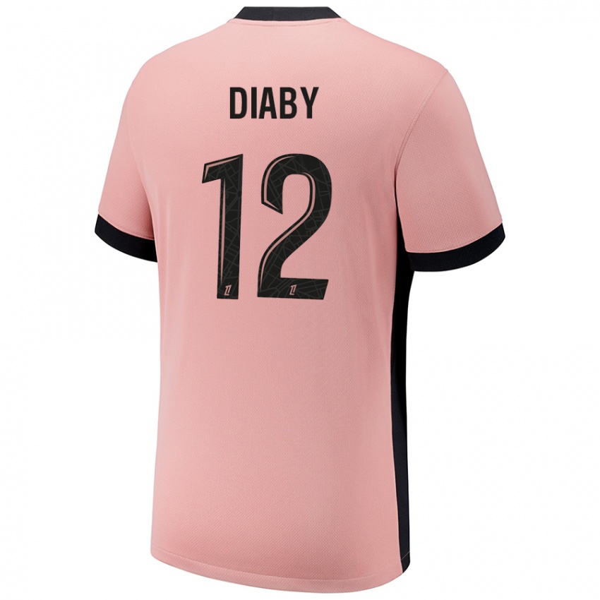 Niño Camiseta Ibrahima Diaby #12 Rosa Óxido Equipación Tercera 2024/25 La Camisa Perú