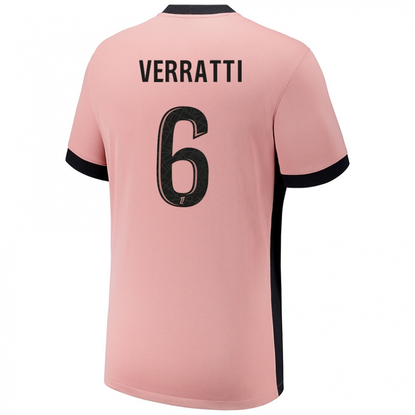 Niño Camiseta Marco Verratti #6 Rosa Óxido Equipación Tercera 2024/25 La Camisa Perú