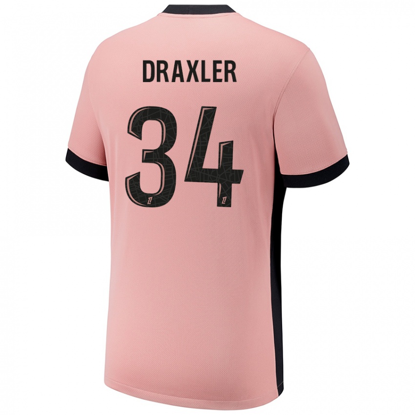 Niño Camiseta Julian Draxler #34 Rosa Óxido Equipación Tercera 2024/25 La Camisa Perú