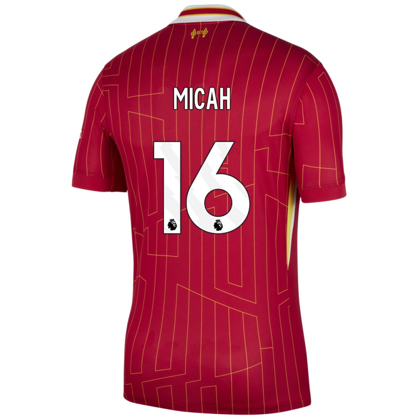 Hombre Camiseta Teagan Micah #16 Rojo Amarillo Blanco 1ª Equipación 2024/25 La Camisa Perú