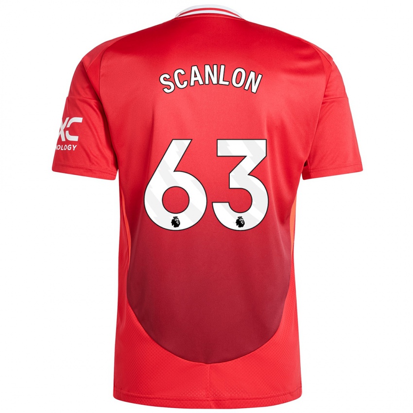 Hombre Camiseta James Scanlon #63 Rojo Brillante 1ª Equipación 2024/25 La Camisa Perú