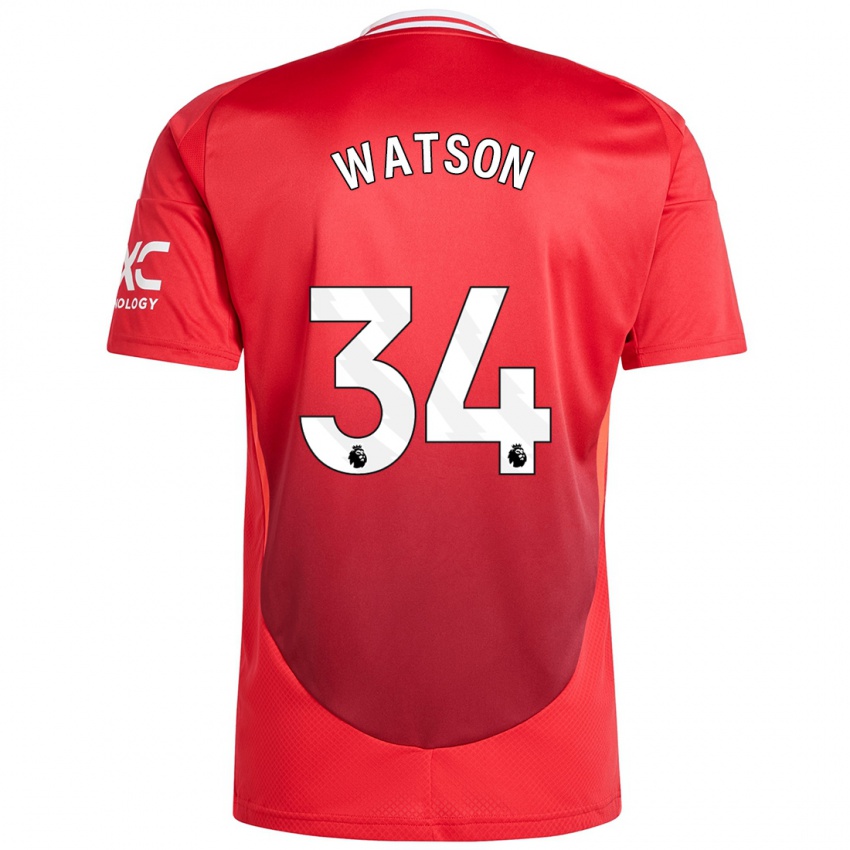 Hombre Camiseta Emma Watson #34 Rojo Brillante 1ª Equipación 2024/25 La Camisa Perú