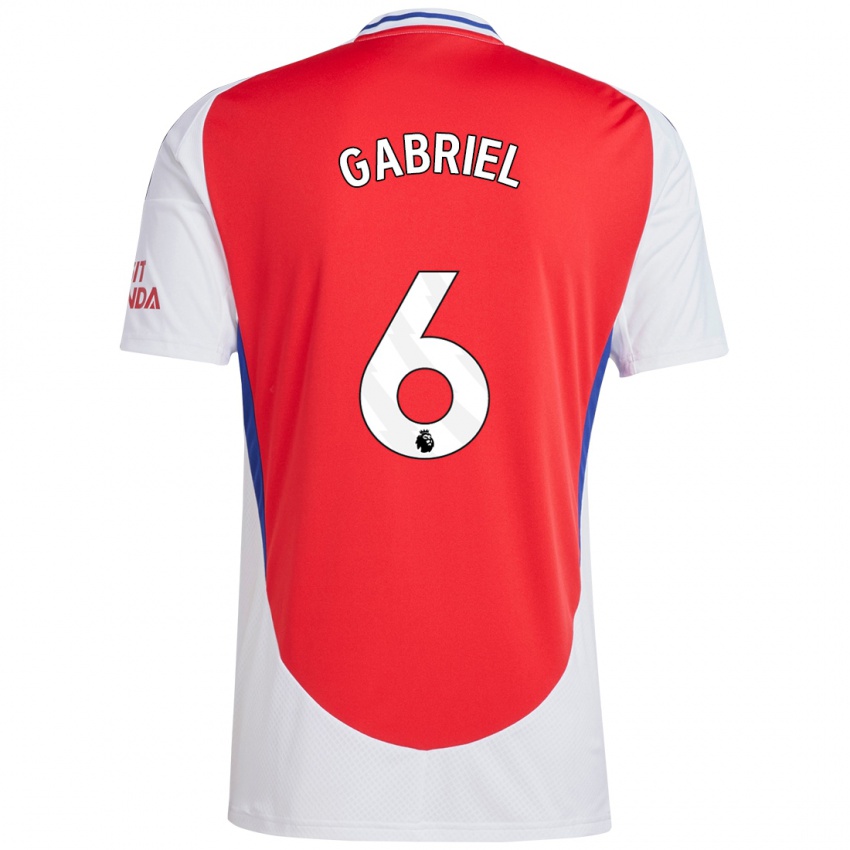 Hombre Camiseta Gabriel Magalhaes #6 Rojo Blanco 1ª Equipación 2024/25 La Camisa Perú