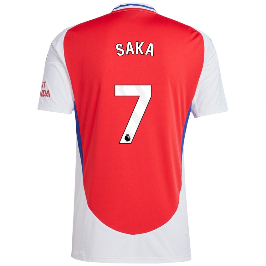 Hombre Camiseta Bukayo Saka #7 Rojo Blanco 1ª Equipación 2024/25 La Camisa Perú