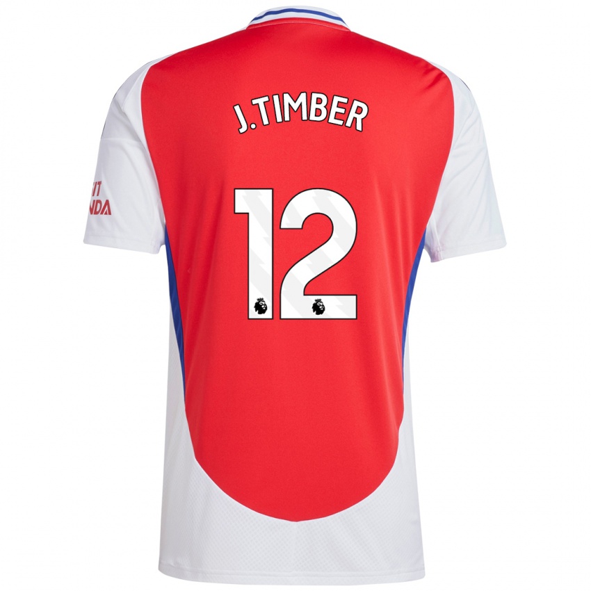 Hombre Camiseta Jurrien Timber #12 Rojo Blanco 1ª Equipación 2024/25 La Camisa Perú