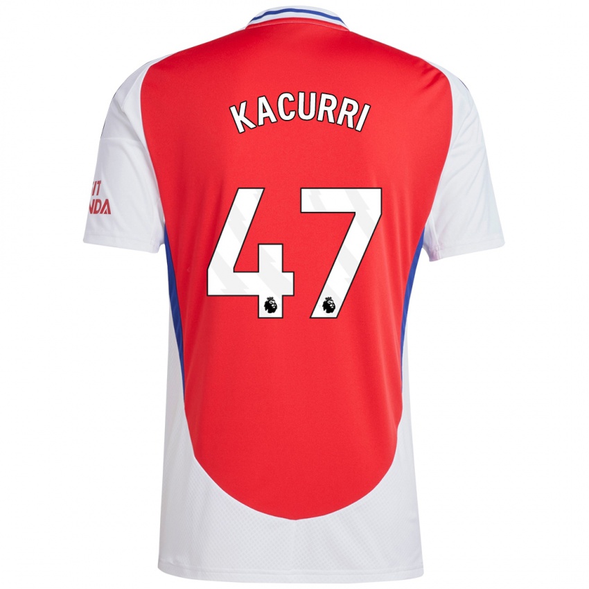 Hombre Camiseta Maldini Kacurri #47 Rojo Blanco 1ª Equipación 2024/25 La Camisa Perú