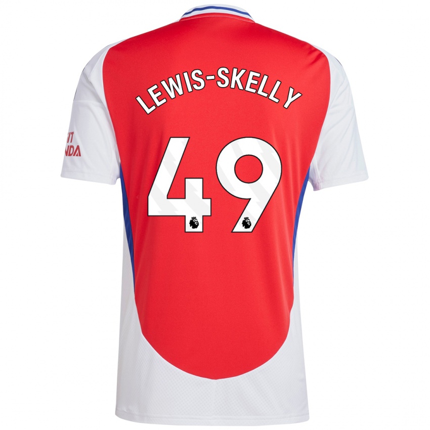 Hombre Camiseta Myles Lewis-Skelly #49 Rojo Blanco 1ª Equipación 2024/25 La Camisa Perú