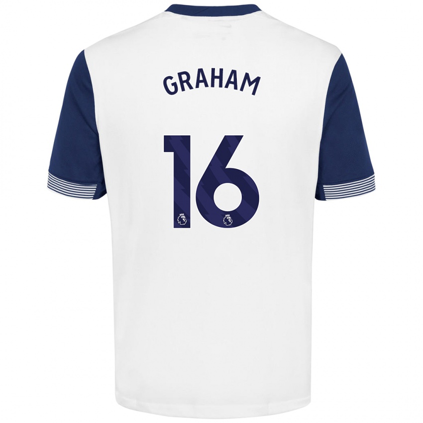 Hombre Camiseta Kit Graham #16 Blanco Azul 1ª Equipación 2024/25 La Camisa Perú