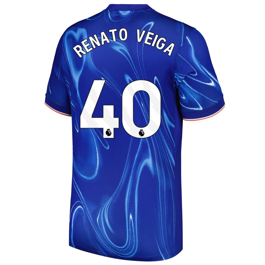 Hombre Camiseta Renato Veiga #40 Azul Blanco 1ª Equipación 2024/25 La Camisa Perú