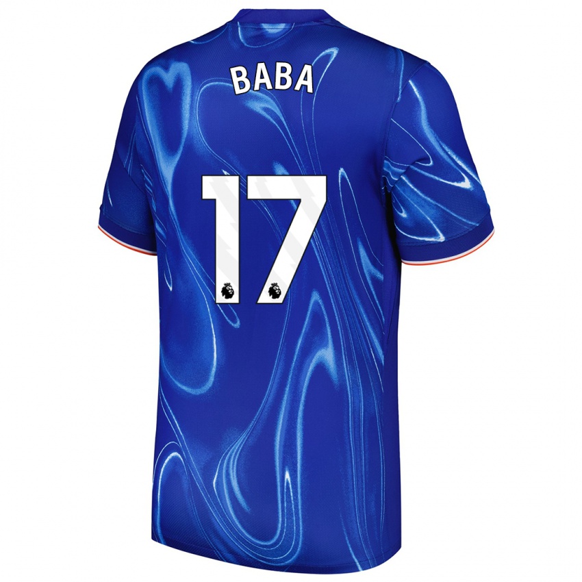 Hombre Camiseta Abdul-Rahman Baba #17 Azul Blanco 1ª Equipación 2024/25 La Camisa Perú