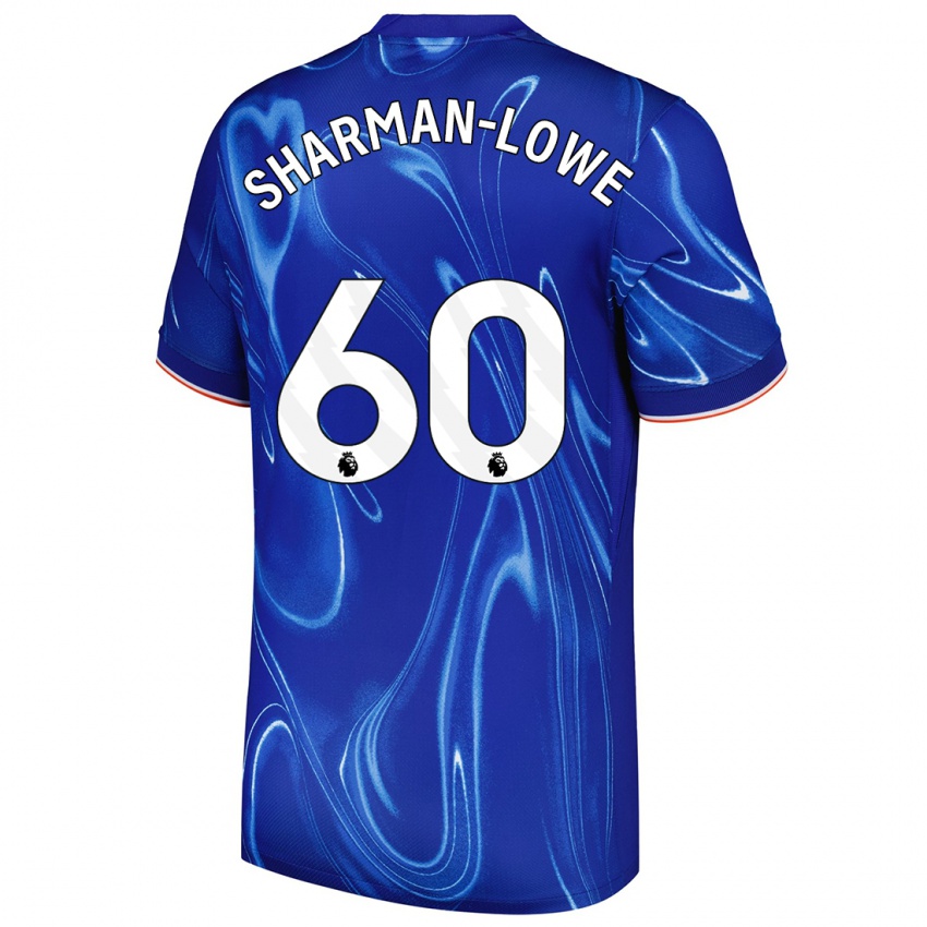 Hombre Camiseta Teddy Sharman-Lowe #60 Azul Blanco 1ª Equipación 2024/25 La Camisa Perú