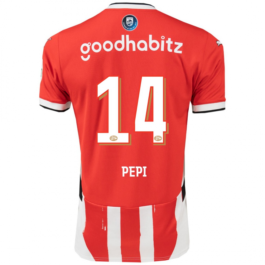 Hombre Camiseta Ricardo Pepi #14 Rojo Blanco 1ª Equipación 2024/25 La Camisa Perú