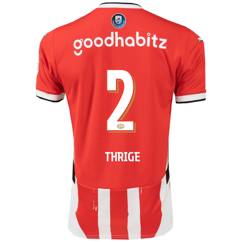 Hombre Camiseta Sara Thrige #2 Rojo Blanco 1ª Equipación 2024/25 La Camisa Perú