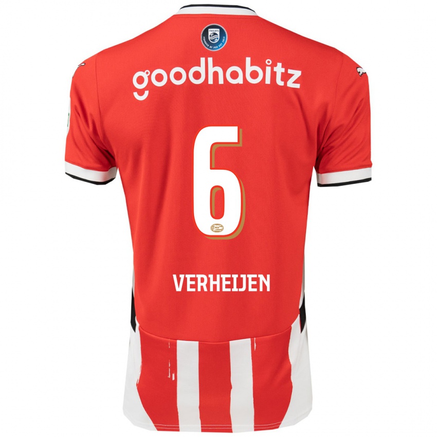 Hombre Camiseta Janneke Verheijen #6 Rojo Blanco 1ª Equipación 2024/25 La Camisa Perú