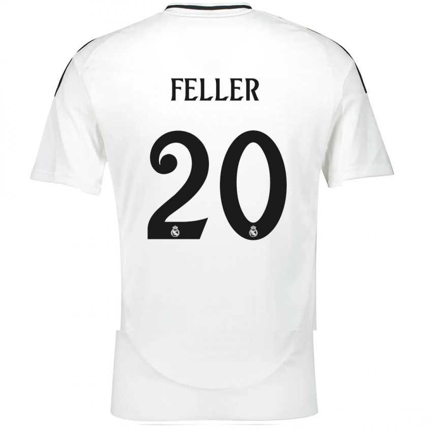 Hombre Camiseta Naomie Feller #20 Blanco 1ª Equipación 2024/25 La Camisa Perú