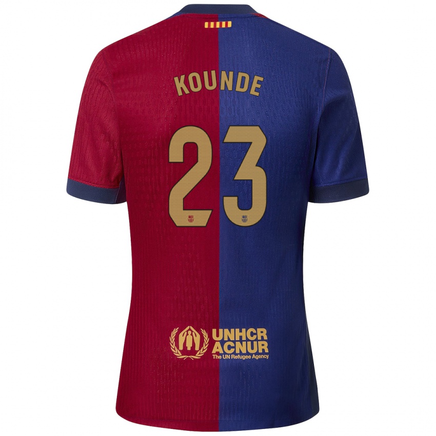 Hombre Camiseta Jules Kounde #23 Azul Rojo 1ª Equipación 2024/25 La Camisa Perú