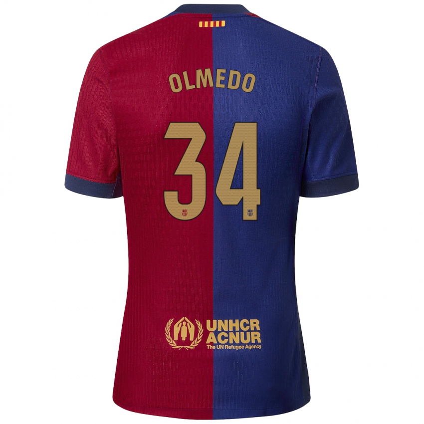 Hombre Camiseta Alexis Olmedo #34 Azul Rojo 1ª Equipación 2024/25 La Camisa Perú