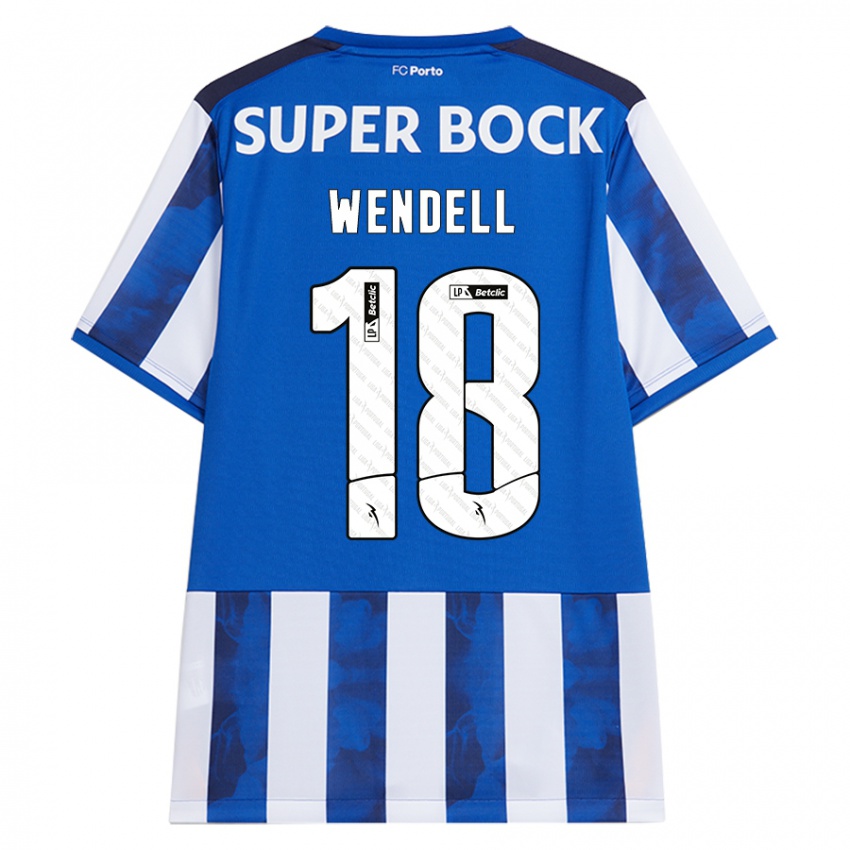 Hombre Camiseta Wendell #18 Azul Blanco 1ª Equipación 2024/25 La Camisa Perú