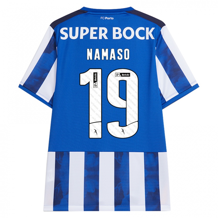 Hombre Camiseta Danny Namaso #19 Azul Blanco 1ª Equipación 2024/25 La Camisa Perú