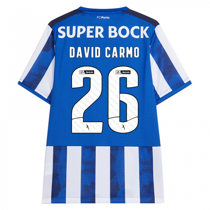 Hombre Camiseta David Carmo #26 Azul Blanco 1ª Equipación 2024/25 La Camisa Perú