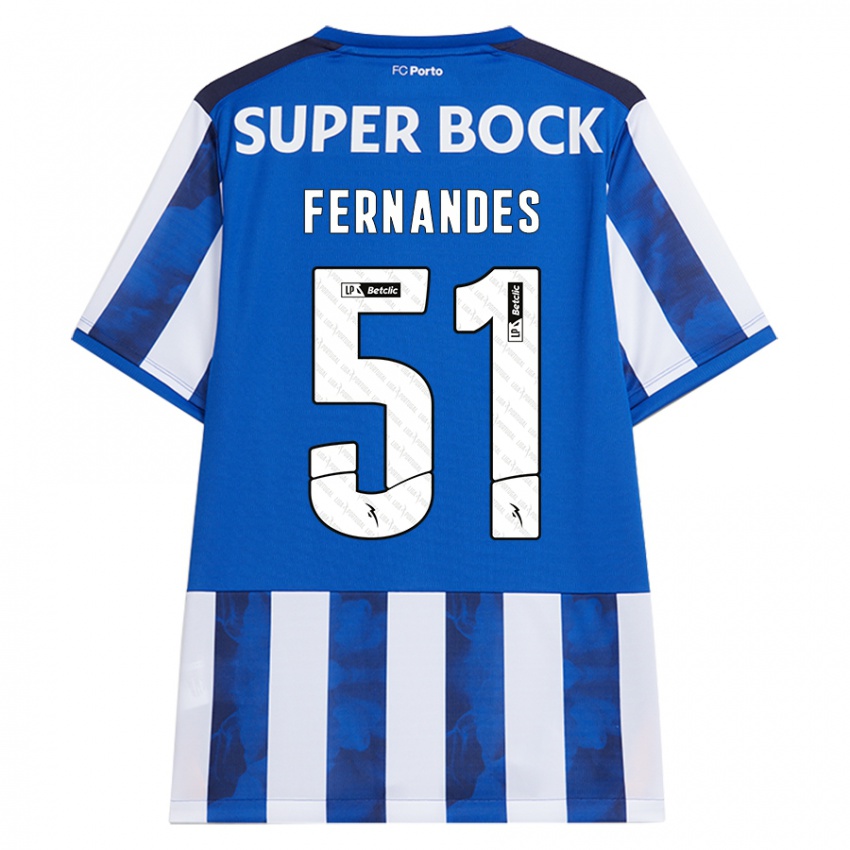 Hombre Camiseta Diogo Fernandes #51 Azul Blanco 1ª Equipación 2024/25 La Camisa Perú