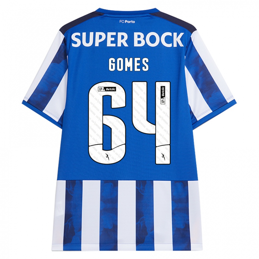 Hombre Camiseta Luís Gomes #64 Azul Blanco 1ª Equipación 2024/25 La Camisa Perú