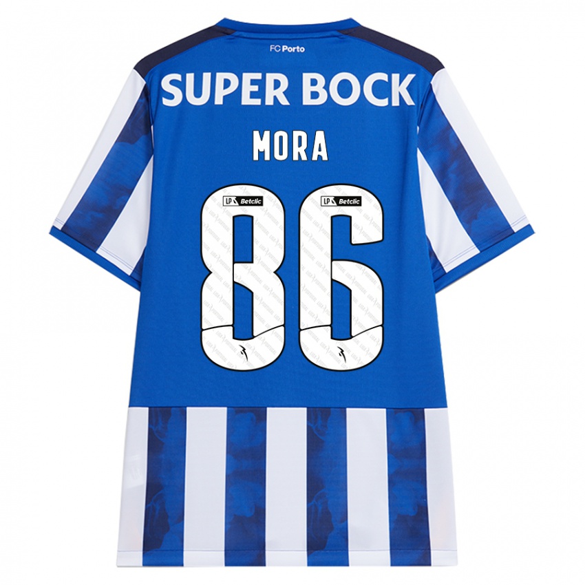 Hombre Camiseta Rodrigo Mora #86 Azul Blanco 1ª Equipación 2024/25 La Camisa Perú