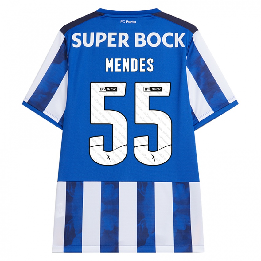 Hombre Camiseta Joao Mendes #55 Azul Blanco 1ª Equipación 2024/25 La Camisa Perú