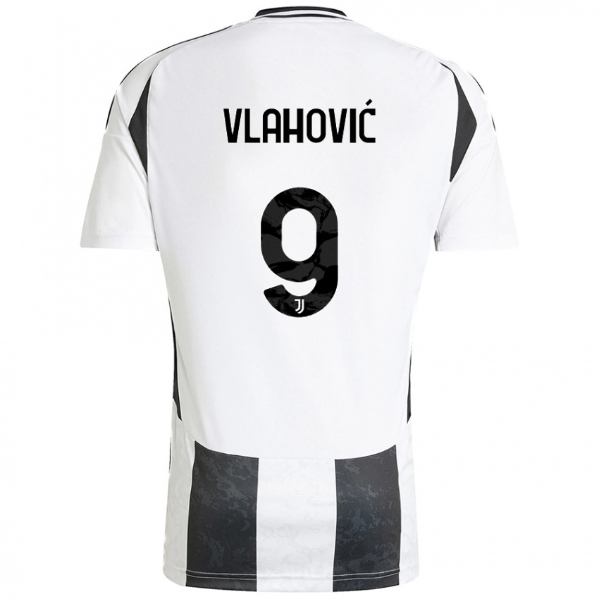 Hombre Camiseta Dusan Vlahovic #9 Blanco Negro 1ª Equipación 2024/25 La Camisa Perú