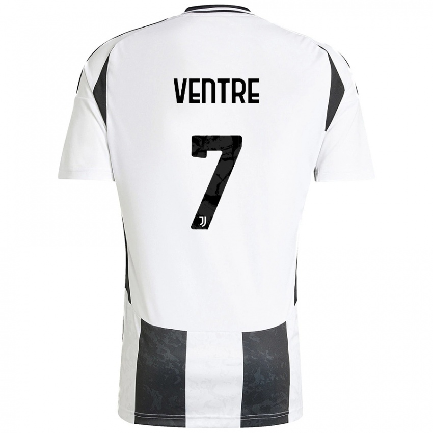 Hombre Camiseta Alessandro Ventre #7 Blanco Negro 1ª Equipación 2024/25 La Camisa Perú